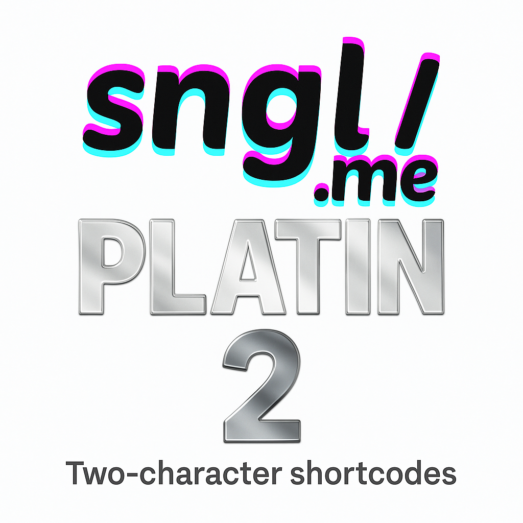 sngl.me Platinum Shortcode Upgrade (2 chars) - 1 year